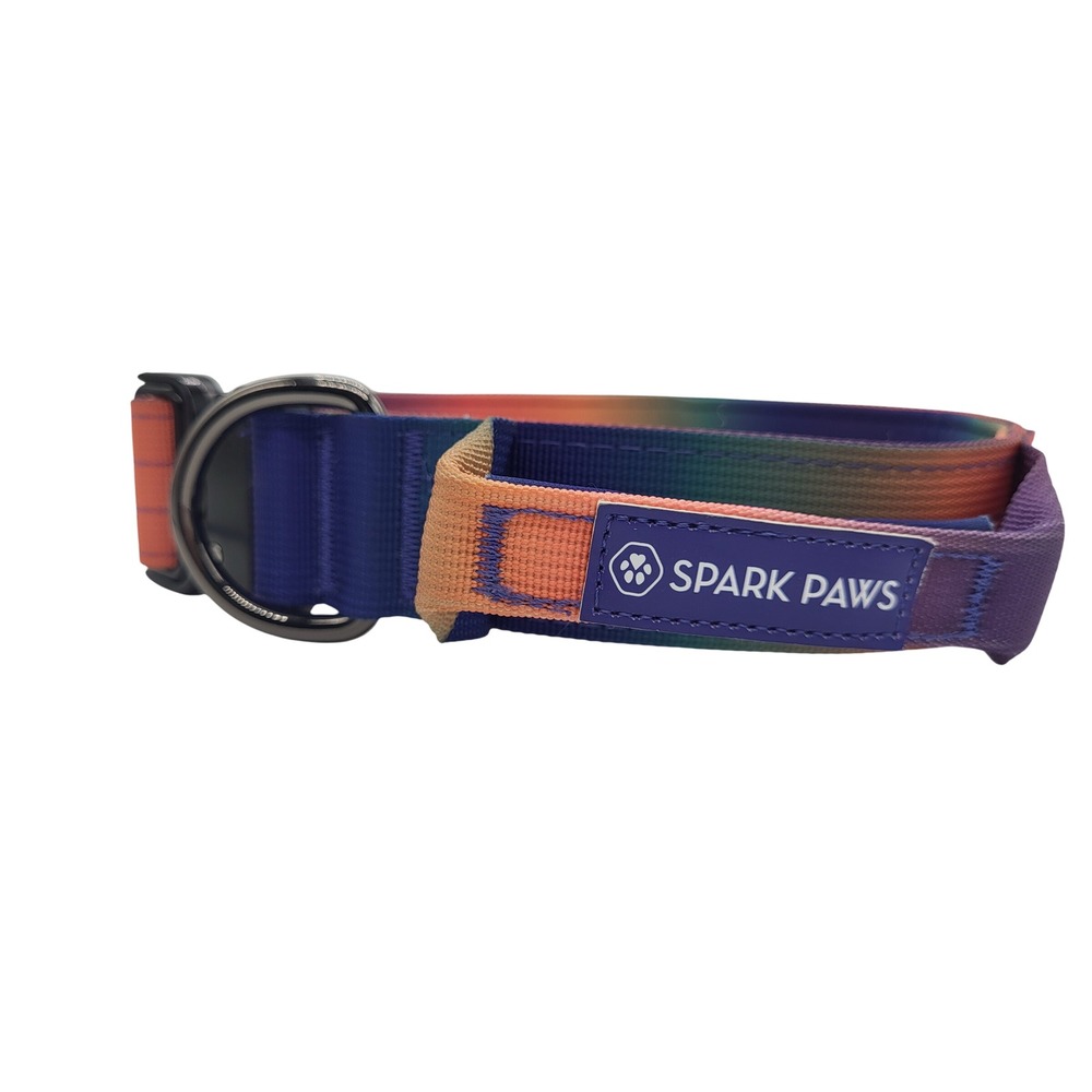 Spark Paws Comfort Control Dog Collar Small (14-19") Rainbow D-Ring Metal Buckle